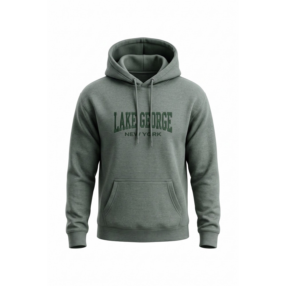 Ragwear Lake George New York Graphic Hoodie Sage Green Fleece Size L